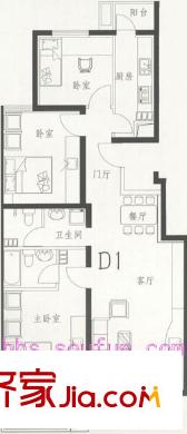 梨园小镇户型图D1户型 3室2厅2卫1厨