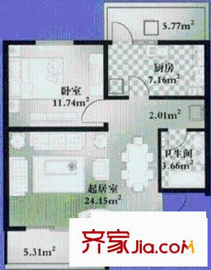 馨通家园户型图户型图 1室1厅1卫1厨