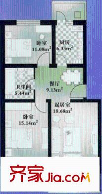 馨通家园户型图户型图 2室2厅1卫1厨