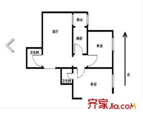 梨园小镇 2室 户型图