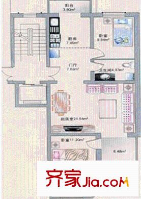 同心嘉园户型图乙1户型 2室2厅1卫1厨