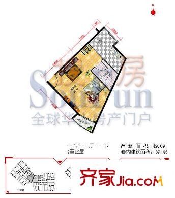 葛布店东里户型图户型图 1室1厅1卫1厨