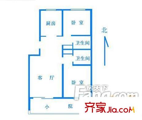 葛布店东里户型图户型图 2室1厅2卫1厨
