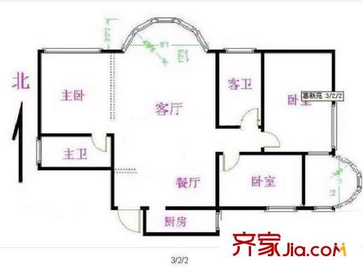 惠新苑一期 3室 户型图