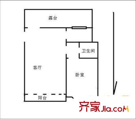 玉带河西街户型图户型图 1室1厅1卫1厨