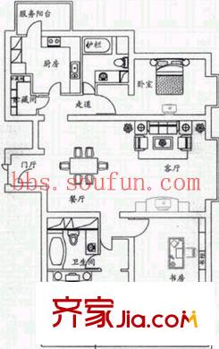 金隅国际户型图户型图 3室2厅1卫1厨