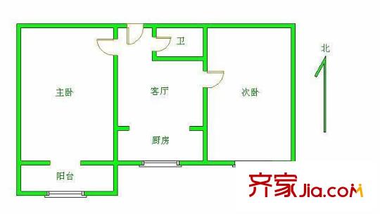 团结湖中路南二条户型图户型图 2室1厅1卫1厨