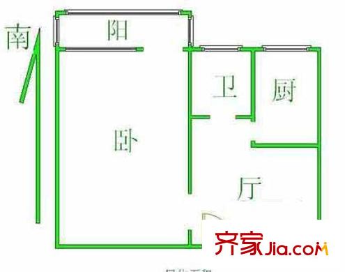 团结湖中路南二条户型图户型图 1室1厅1卫1厨