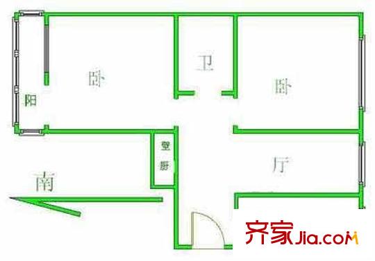 团结湖中路南二条户型图户型图 2室1厅1卫1厨