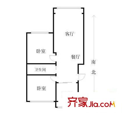 玉带河西街户型图户型图 2室2厅1卫1厨