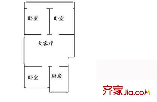 玉带河西街户型图户型图 3室1厅1卫1厨