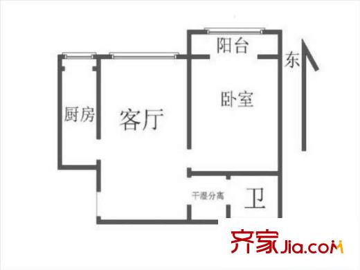 摩卡空间户型图 户型图 1室1厅1卫1厨