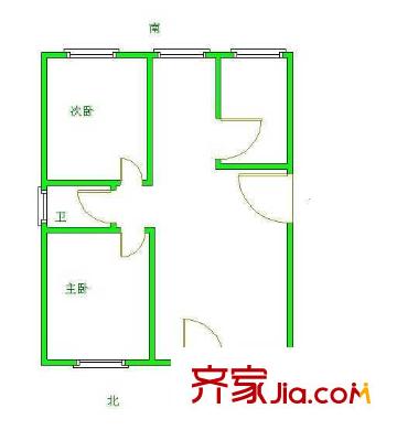 十里堡北区户型图户型图 2室1厅1卫1厨