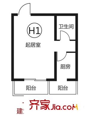 田园新村户型图一居户型图 1室1厅1卫1厨