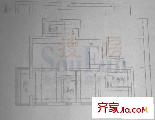 中灿苑户型图C西户型 3室2厅2卫1厨