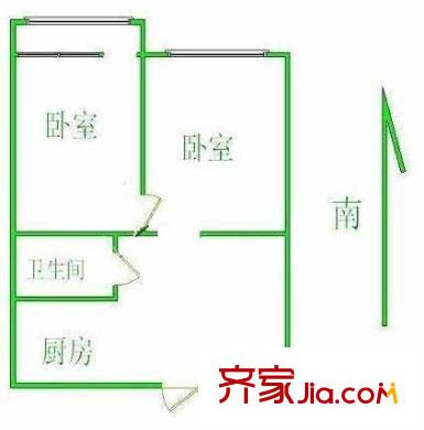 团结湖中路南二条户型图户型图 2室1厅1卫1厨