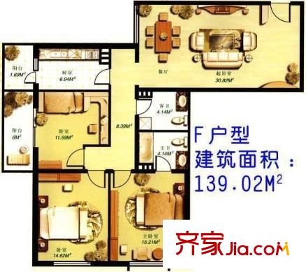 宝石花苑 3室 户型图
