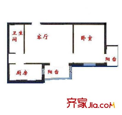 十里堡北区户型图户型图 1室1厅1卫1厨