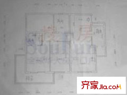 中灿苑户型图A西户型 3室2厅2卫1厨