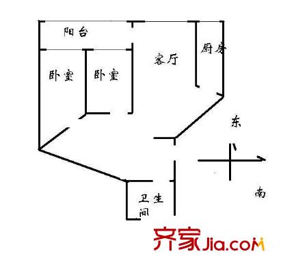利景名门 2室 户型图