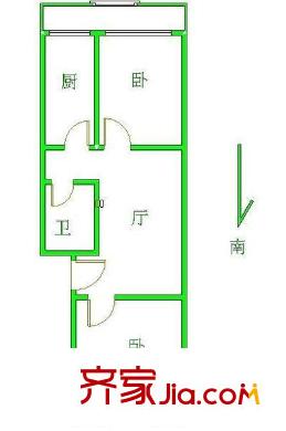 北京气象局宿舍 2室 户型图