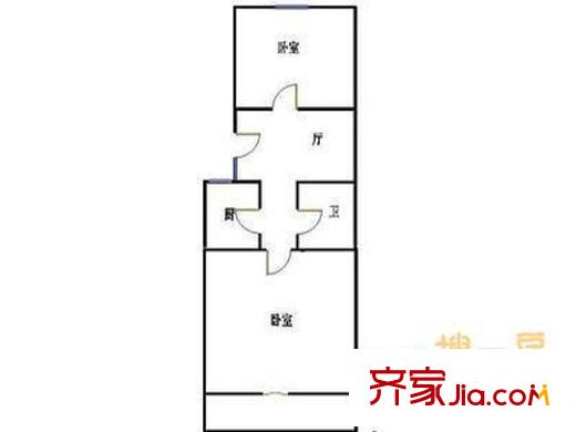 炮局头条户型图户型图 2室1厅1卫1厨