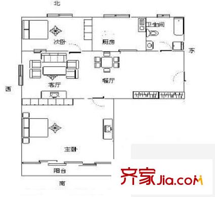 講禮新村戶型圖戶型圖 2室2廳1衛(wèi)1廚