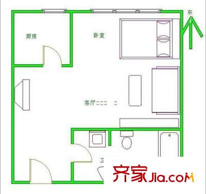 利景名门 2室 户型图