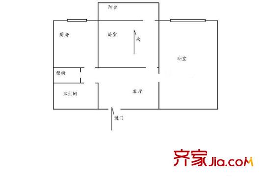 西坝河北里 2室 户型图