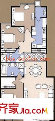 康斯丹郡户型图天鹅堡B户型 3室2厅2卫1厨
