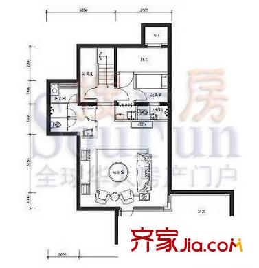 卓锦万代户型图B2户型地下室平面图 1室1厅2卫