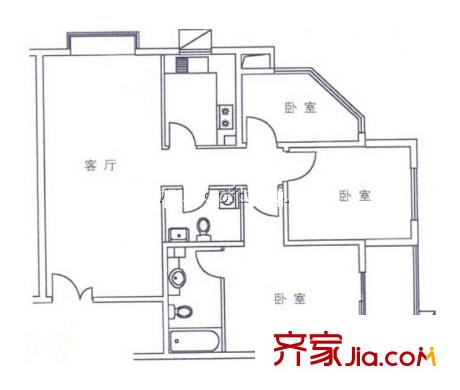 城市亮点户型图户型图 3室1厅2卫1厨