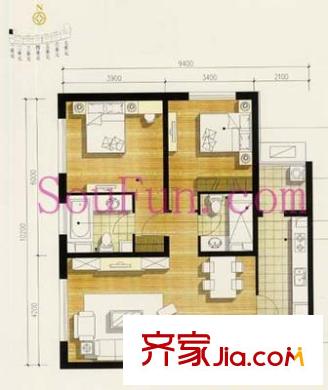 酒仙桥村户型图户型图 2室2厅2卫1厨
