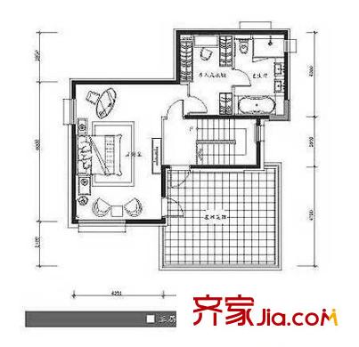 卓锦万代户型图A2户型三层平面图 1室1卫