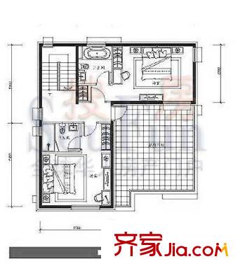 卓锦万代户型图B2户型三层平面图 2室1卫