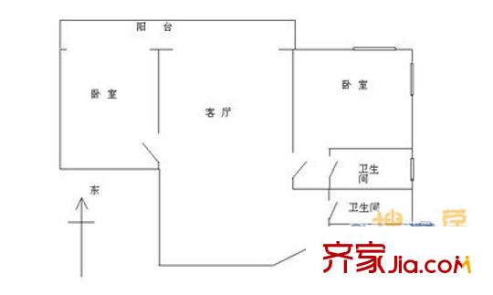 城市亮点户型图户型图 2室1厅2卫1厨