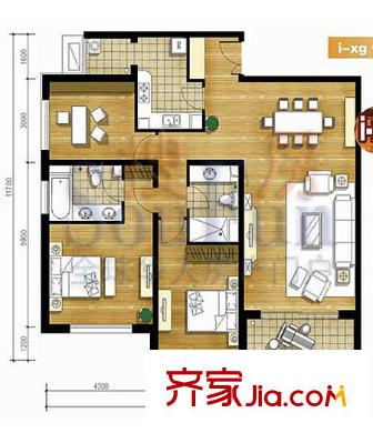 酒仙桥村户型图户型图 3室2厅2卫1厨
