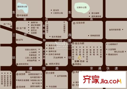 金地名京配套图周边餐饮分布图