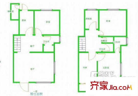 财富广场户型图5居室