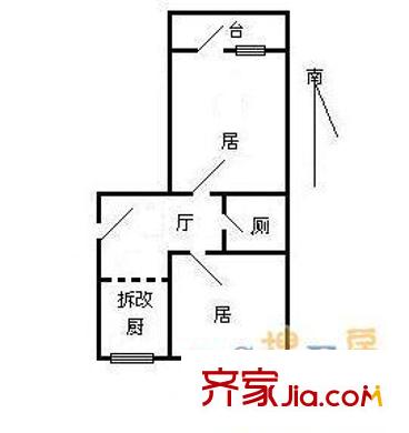 光华西里户型图户型图 2室1厅1卫1厨