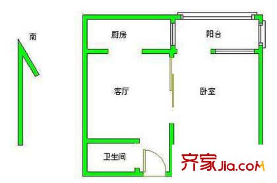 光华西里户型图户型图 1室1厅1卫1厨