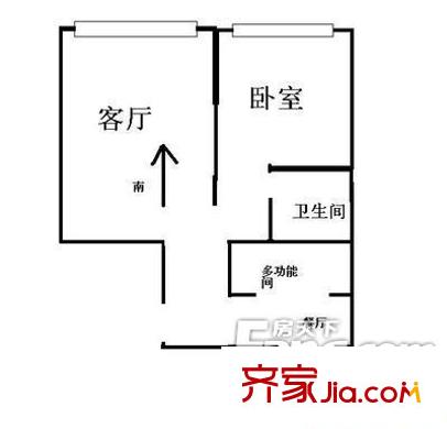 双花园南里一区户型图户型图 1室1厅1卫1厨