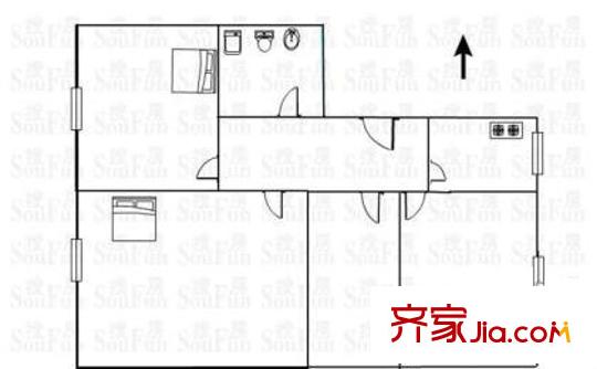 光华西里户型图户型图 3室2厅1卫1厨