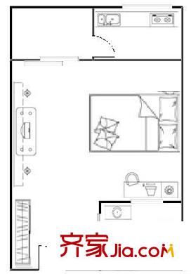 光华西里户型图户型图 1室1卫1厨