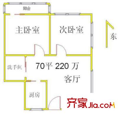 光华西里户型图户型图 2室1厅1卫1厨