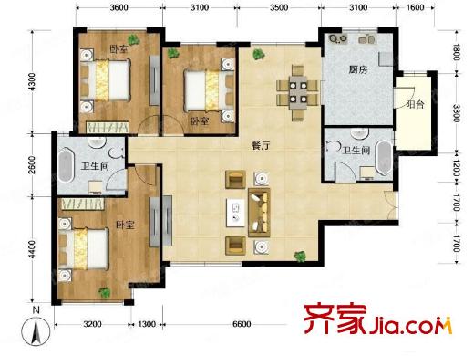 逸翠园 3室 户型图