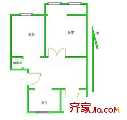 双榆树北里户型图户型图 2室1厅1卫1厨