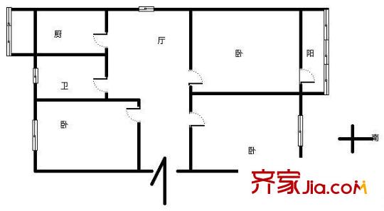 双榆树北里户型图户型图 3室1厅1卫1厨