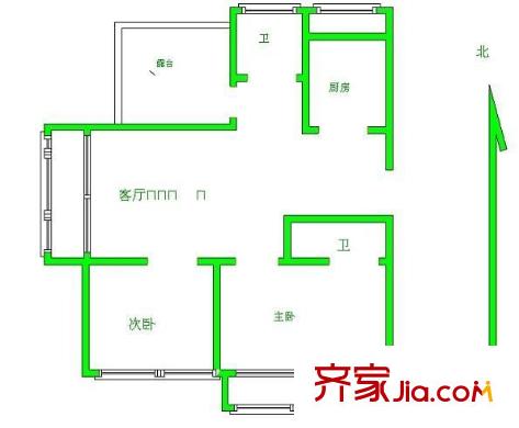 运河园户型图 户型图 2室1厅2卫1厨