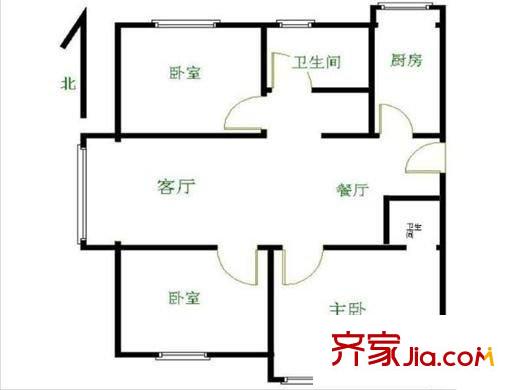 运河园户型图 户型图 3室2厅2卫1厨